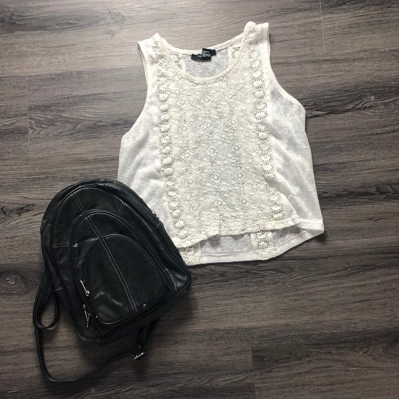 Forever 21 White Lace Tank Top with Lace - Picture 1 of 1
